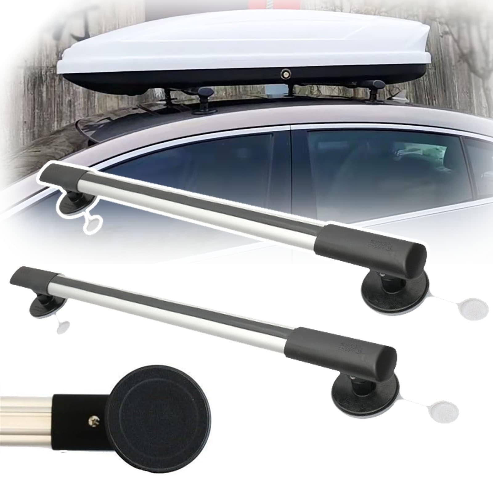 2-teiliger Autodachträger, Universal-Querträger Für Autoreisen, Verstellbarer Aluminium-Dachträger, Zerstörungsfreie Montage, Einzelträgerbelastung 150kg, Für SUVs Und Pkw(113cm) von Generisch