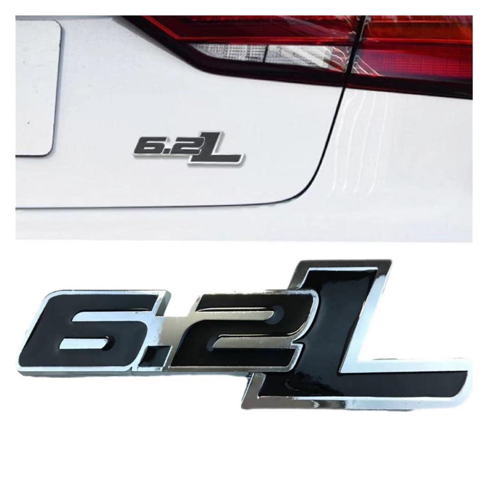 2 x Neue 6,2-l-Embleme, 3D-Motorhaubenabzeichen-Logo, kompatibel mit 1500 2500HD (glänzend schwarz) von Generisch