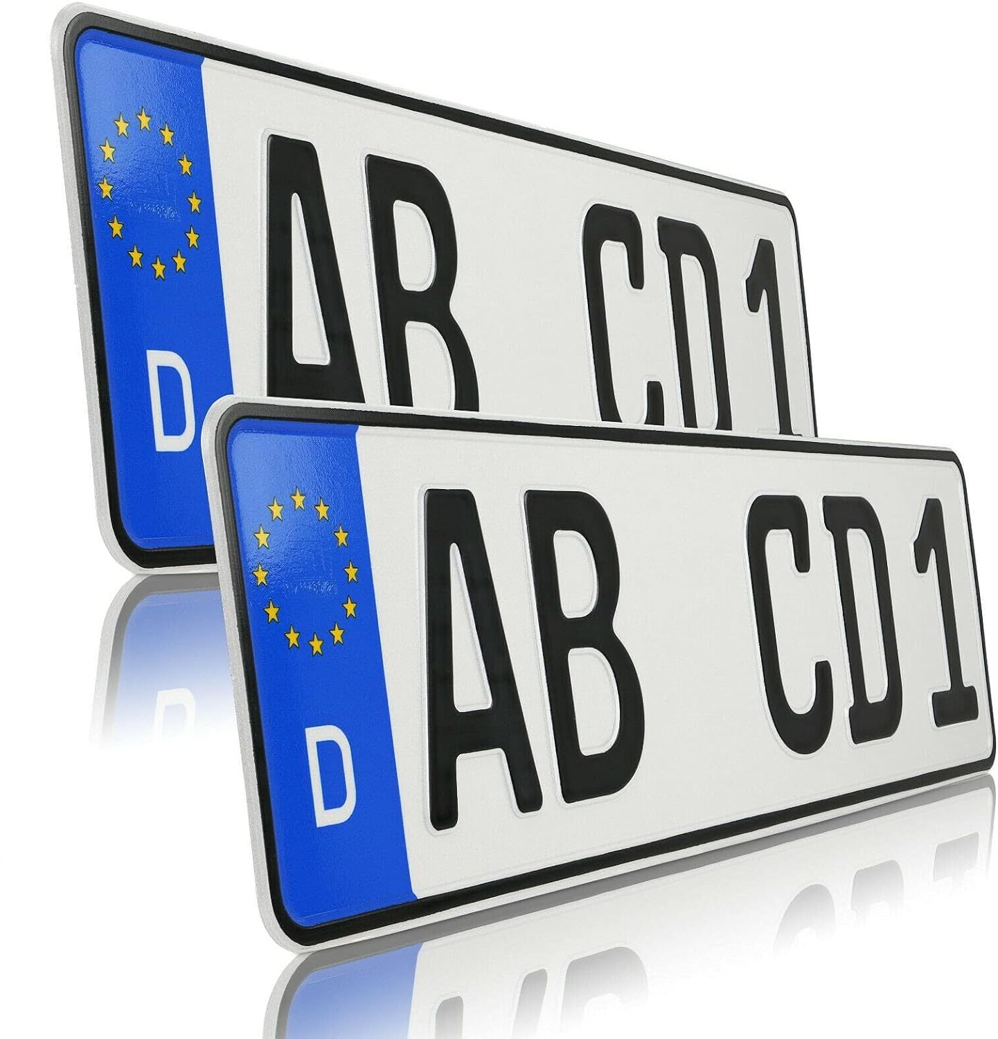 2X Kfz Kennzeichen DIN-Zertifiziert – EU Wunschkennzeichen mit individueller Prägung | PKW Nummernschilder | Standard Autokennzeichen | Auto-Schilder | NEU (420mm (Kurz)) von Generisch