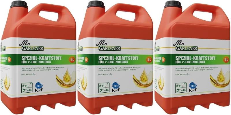 3 x 5 Liter Mr. Gardener 5 Liter Alkylatbenzin für 2-Takt-Motoren von Generisch