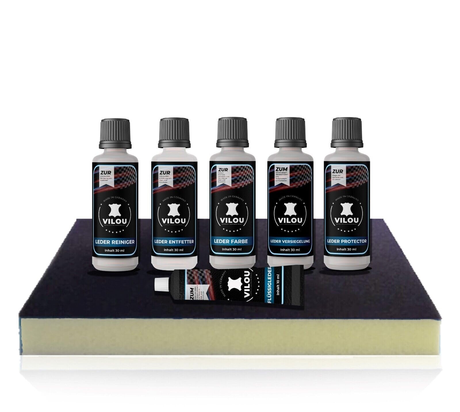 30ml Leder-Reparatur-Set "L" schwarz - [KOMPLETT SET] - Lederfärbung mit der Lederfarbe schwarz - Mit Flüssigleder-Reparatur für Kratzer Risse oder Löcher im Leder - für Autoleder, Möbel, Lenkrad von Generisch