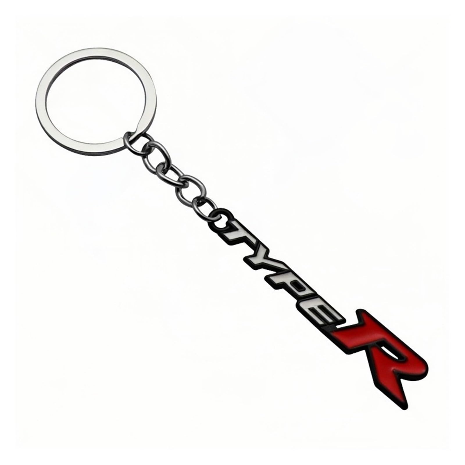 3D-Auto-Schlüsselanhänger aus Metall, Auto-Schlüsselring, Schlüsselanhänger, Schlüsselanhänger, kompatibel mit Type R, Typer, Civic, CRV, Hrv, Jazz, Auto-Styling(White red Black Border) von Generisch
