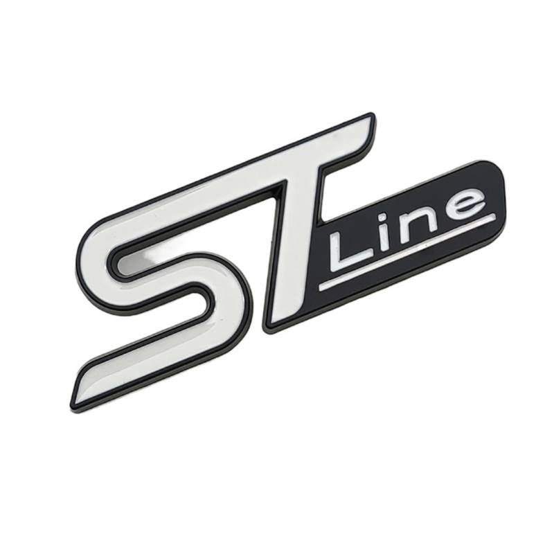 3D Metall Logo ST Line Auto Kühlergrill Emblem Heckkofferraumabzeichen(Sticker White Black,100mmx36mm) von Generisch