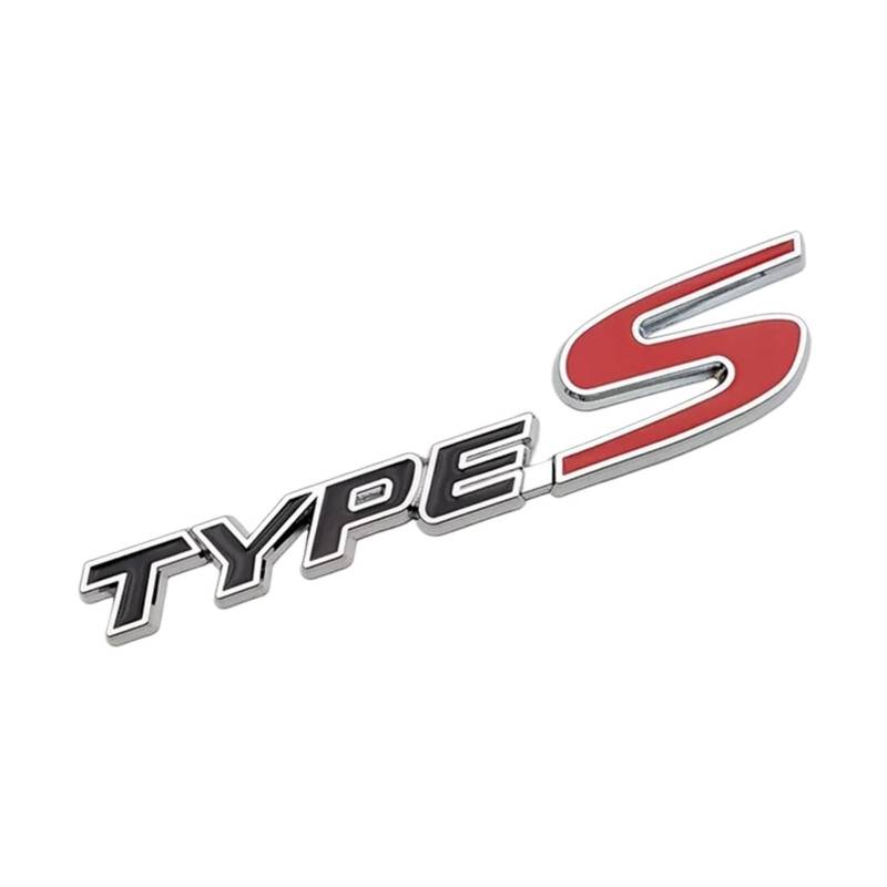3D-Metall-Logo Typ S Aufkleber Buchstabe Kühlergrill Abzeichen Auto Heckkoffer Emblem Etiketten for Autozubehör(Sticker Black Red) von Generisch