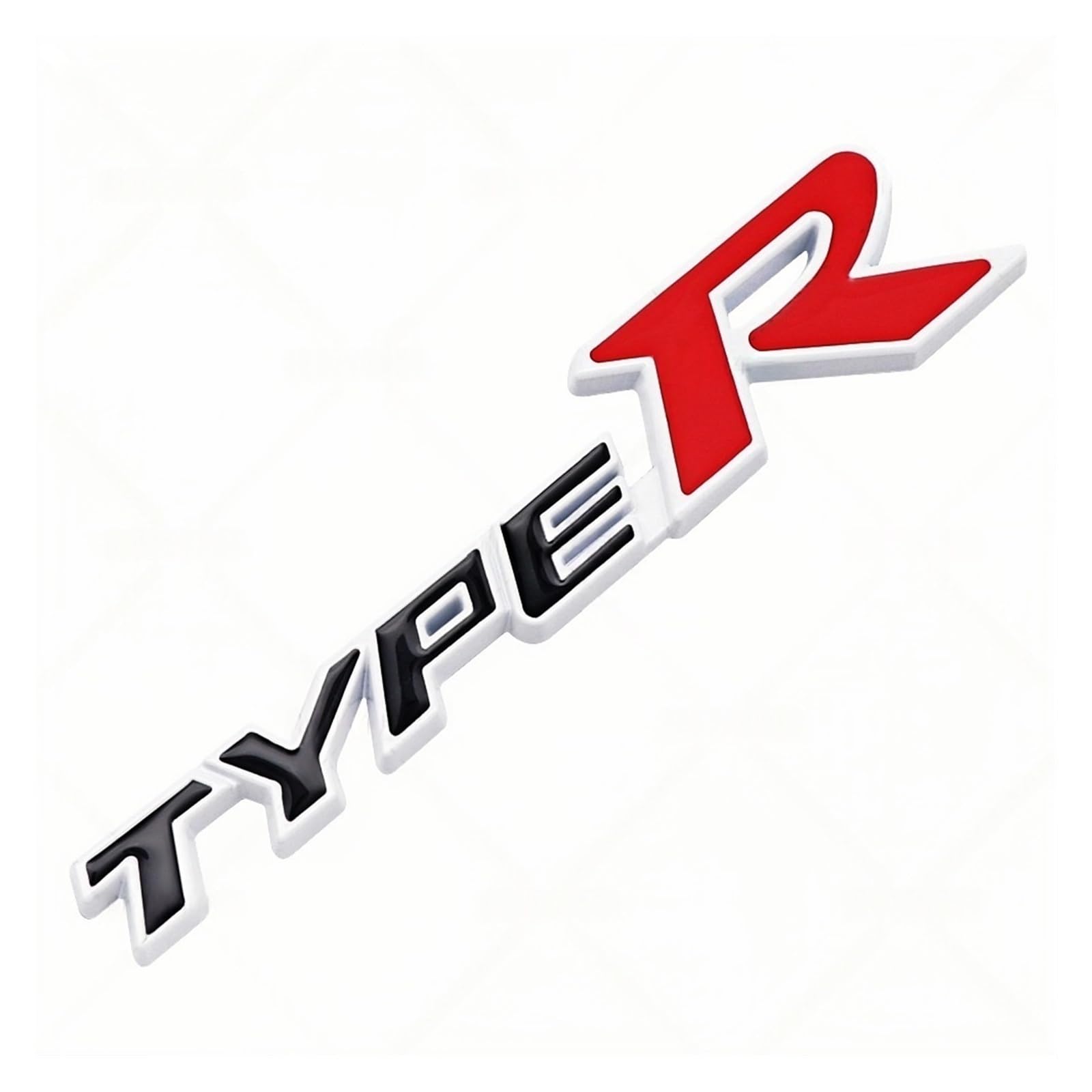 3D-Metall-R-Logo, Frontgrill-Abzeichen, Heckkofferraum-Emblem, Aufkleber, kompatibel mit Civic Type R, CRV, HRV, Accord Fit, Autozubehör(White Black Red - Labeling) von Generisch