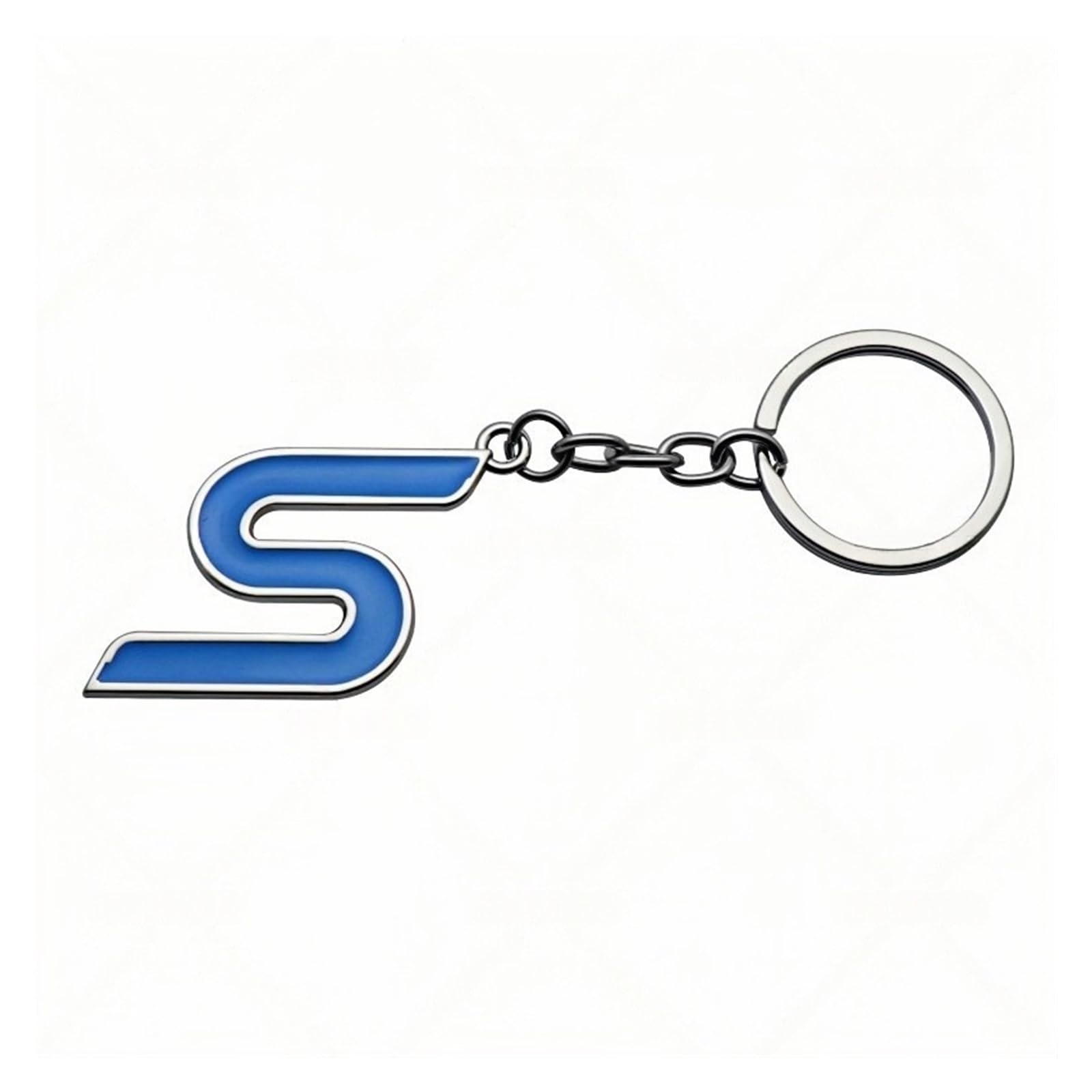 3D-Schlüsselanhänger mit S-Logo aus Metall, kompatibel mit Fiesta Escape Edge Explorer S-Max(Blue Silver) von Generisch