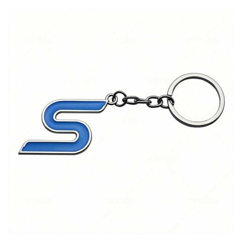 3D-Schlüsselanhänger mit S-Logo aus Metall, kompatibel mit Fiesta Escape Edge Explorer S-Max(Blue Silver) von Generisch