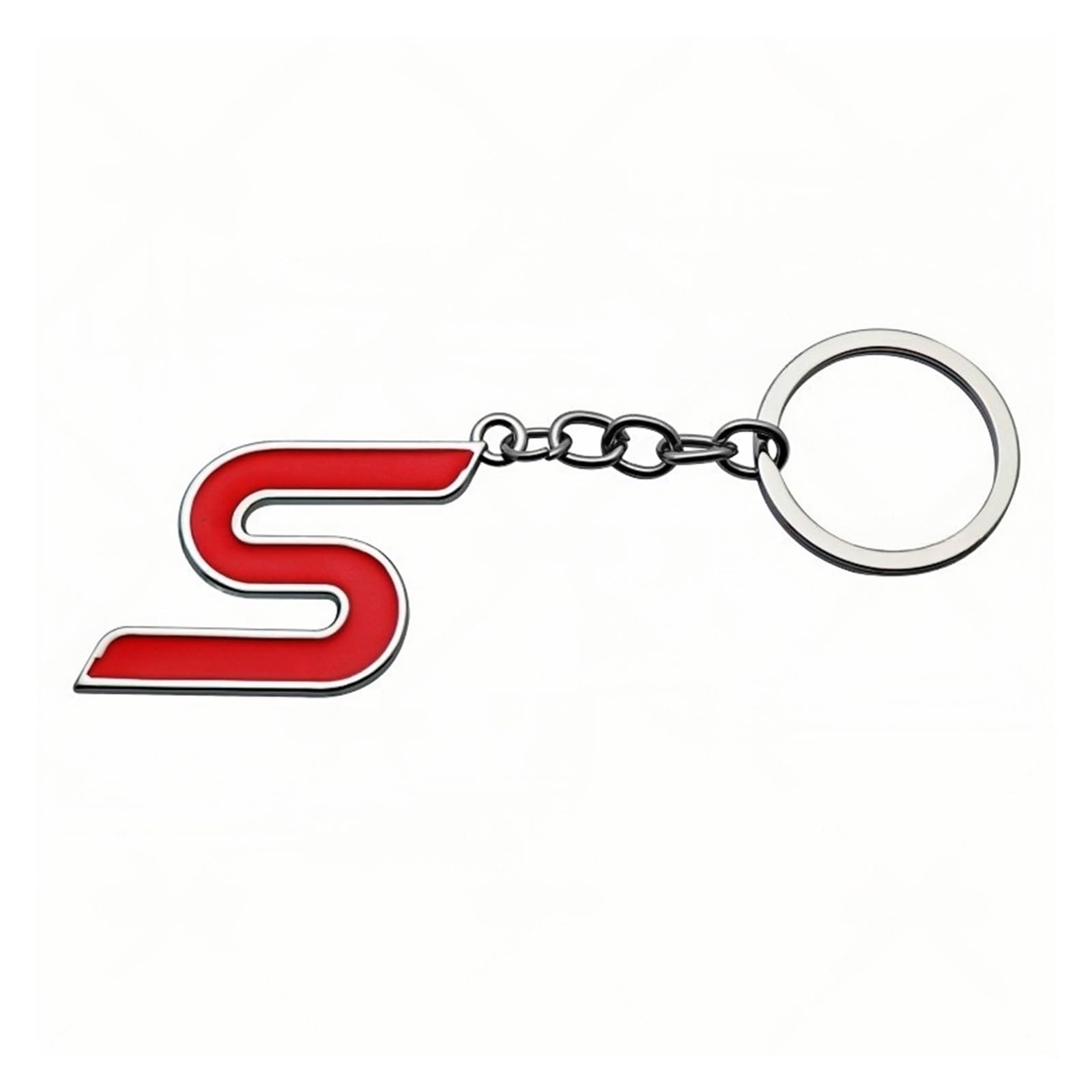 3D-Schlüsselanhänger mit S-Logo aus Metall, kompatibel mit Fiesta Escape Edge Explorer S-Max(Red Silver) von Generisch