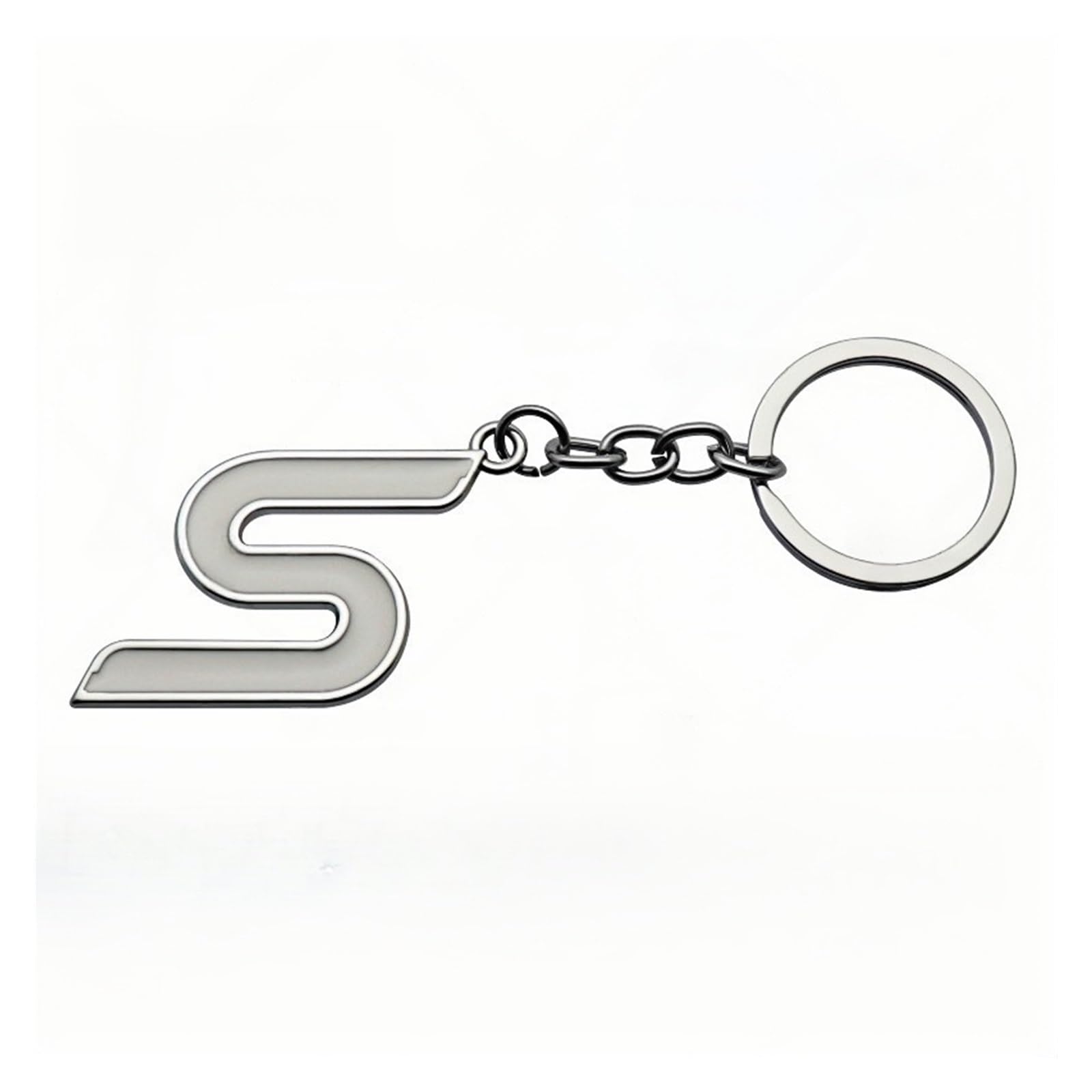 3D-Schlüsselanhänger mit S-Logo aus Metall, kompatibel mit Fiesta Escape Edge Explorer S-Max(White/Silver) von Generisch