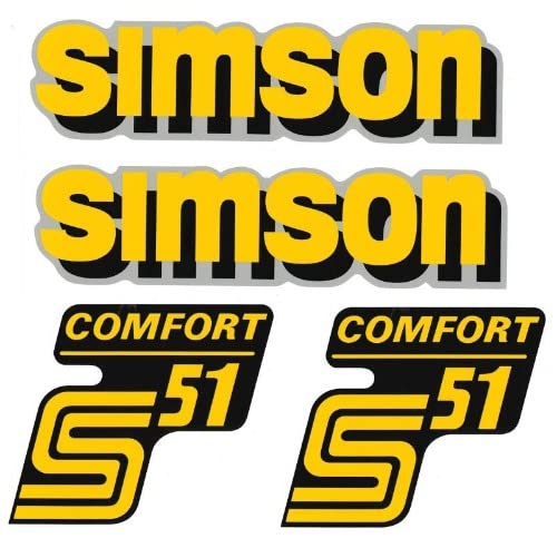 4 teiliger Dekorsatz Simson S51 Comfort Retro Aufkleber DDR IFA von Generisch