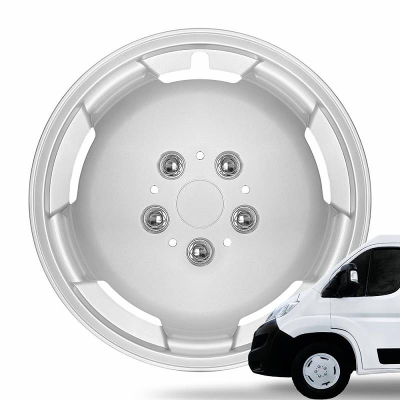 4X 15 Zoll Radkappen gewölbt Wohnmobile und Transporter zb FIAT Ducato Peugeot Boxer Citroen Jumper Opel Movano Mercedes Sprinter Ford Transit Silber Metallic 4er Set Radzierblenden von Generisch