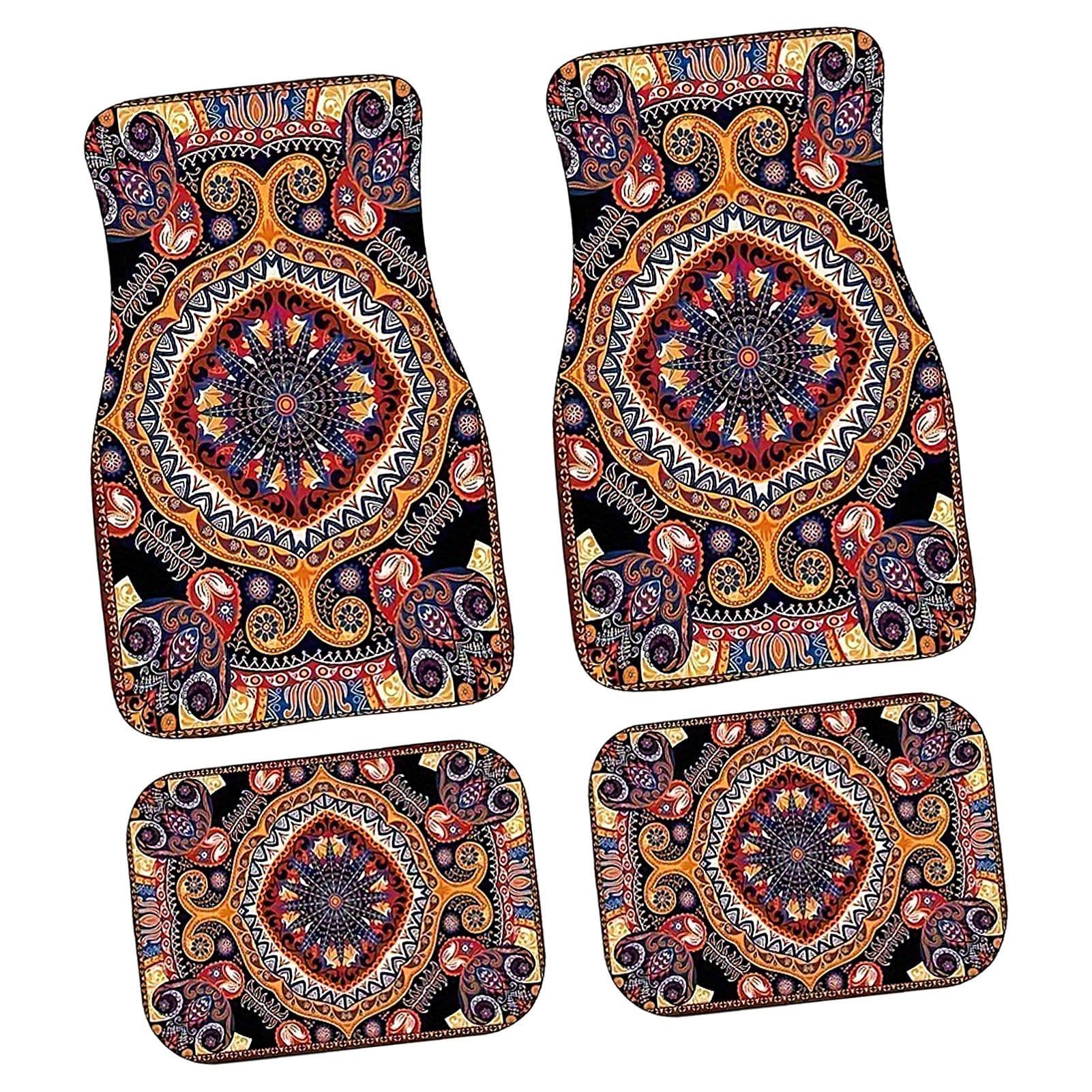 4pcs Bohemian Auto Matten - Boho Auto Teppich Auto Vorne Hinten Matten Auto Fußmatten Boho Full Set | Heavy Duty Teppiche Böhmische Automatten Boho Auto Zubehör Anti-Rutsch Retro Schützt vor Schnee 4pcs Bohemian Auto Matten - Boho Auto Teppich Auto Vorne Hinten Matten Auto Fußmatten Boho Full Set | Heavy Duty Teppiche Böhmische Automatten Boho Auto Zubehör Anti-Rutsch Retro Schützt vor Schnee von Generisch