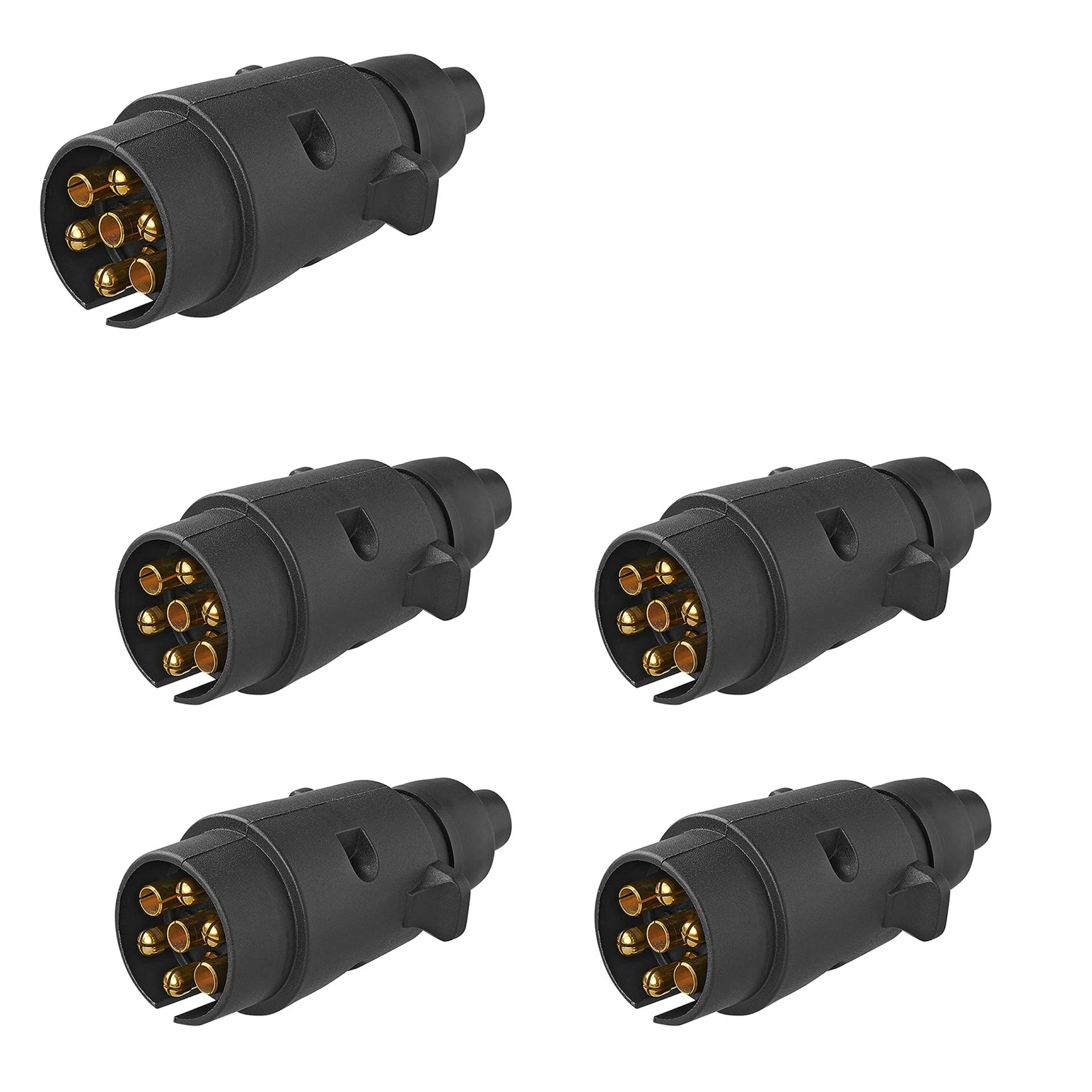5 Stück - 7 poliger Stecker 12V - Kunststoff - Gehäuse - Anhänger - PKW - 7 poliger Anschluss 5 Stück - 7 poliger Stecker 12V - Kunststoff - Gehäuse - Anhänger - PKW - 7 poliger Anschluss von Generisch
