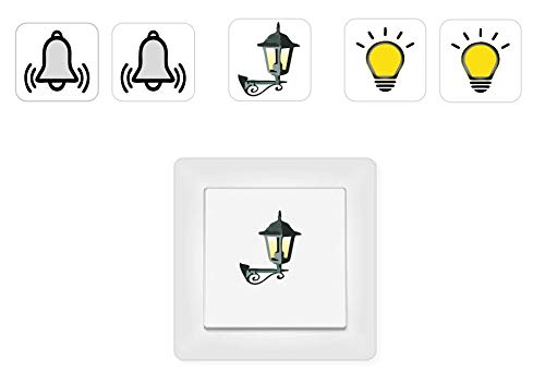5 Stück Schalter Aufkleber Glocke Licht Symbole, Abziehbild (R23/19/3) (3,5 x 3,5 cm) von Generisch