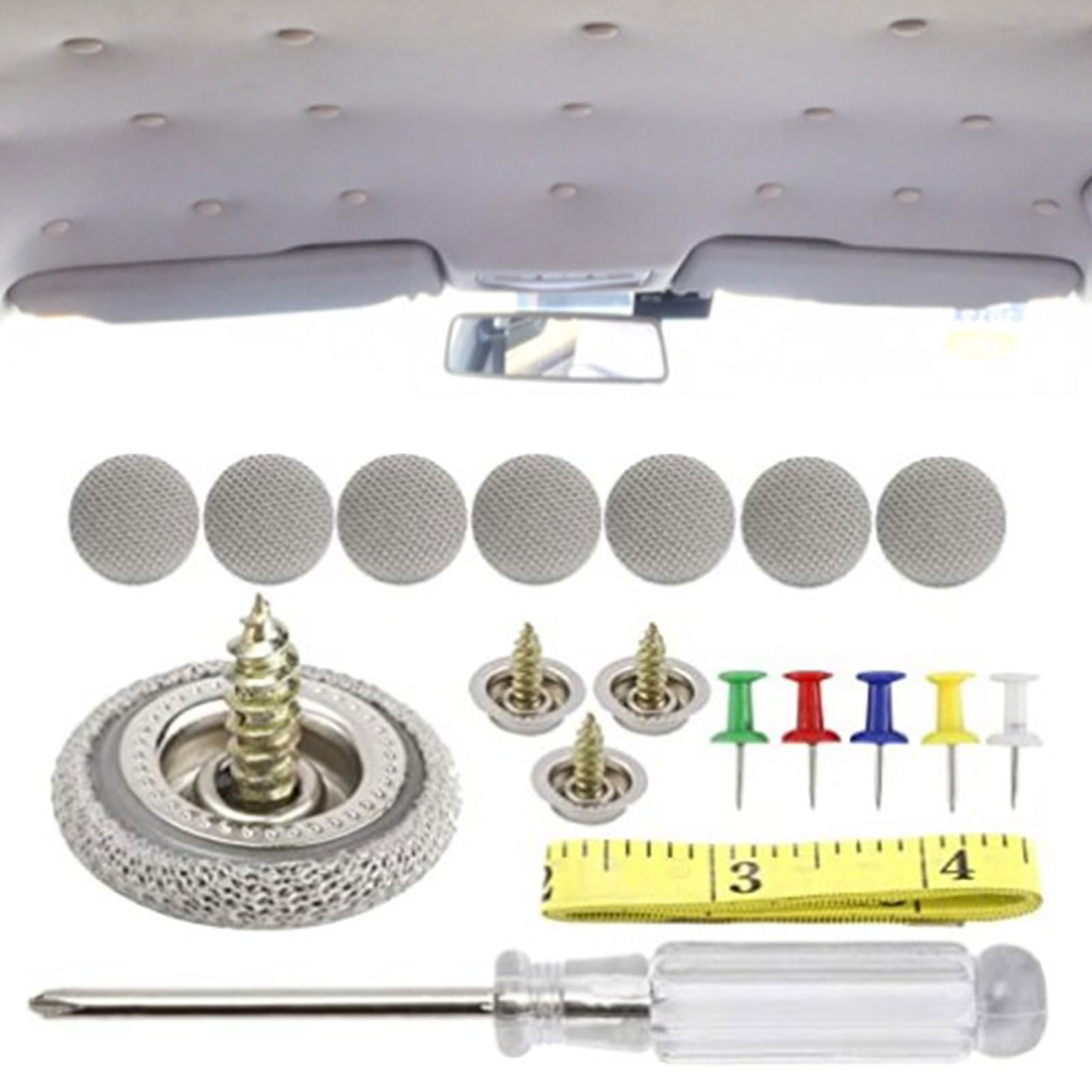 60 Auto Innendachschnucke | Dachschnitte Nieten Headliner Reparaturknopf - Headliner -Reparaturknopf und Installationswerkzeug zum Befestigen der Innenverkleidung des Autos SAachen Headliner 60 Auto Innendachschnucke | Dachschnitte Nieten Headliner Reparaturknopf - Headliner -Reparaturknopf und Installationswerkzeug zum Befestigen der Innenverkleidung des Autos SAachen Headliner von Generisch