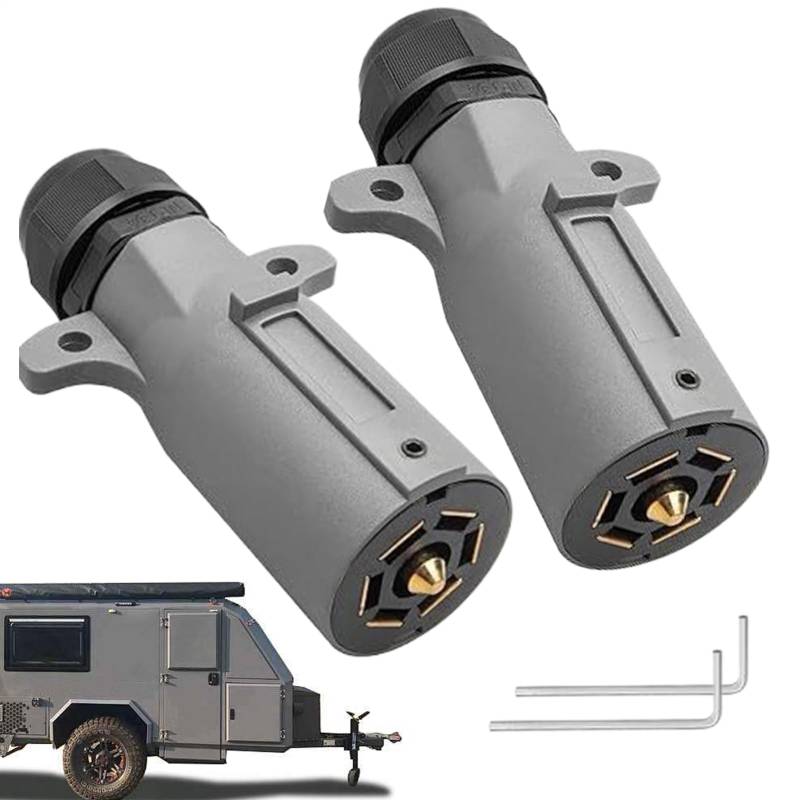 7-Pol Anhängerstecker - 7-Poliger Rundstecker für Wohnmobile & Anhänger | Wasserdichter Kabeladapter Mit Schwerlast-Kabelbaum Für Boote, Rückfahrlicht & Blinker von Generisch