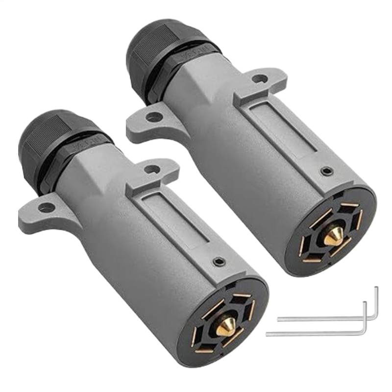 7-Poliger Anhängerstecker | Wasserdichter 7-Pol-Steckverbinder mit Robustem Schutz,Robuster Ersatzadapter mit Dichtung und Kabelbaum für Boote, Wohnmobile & Anhängerverbindung von Generisch
