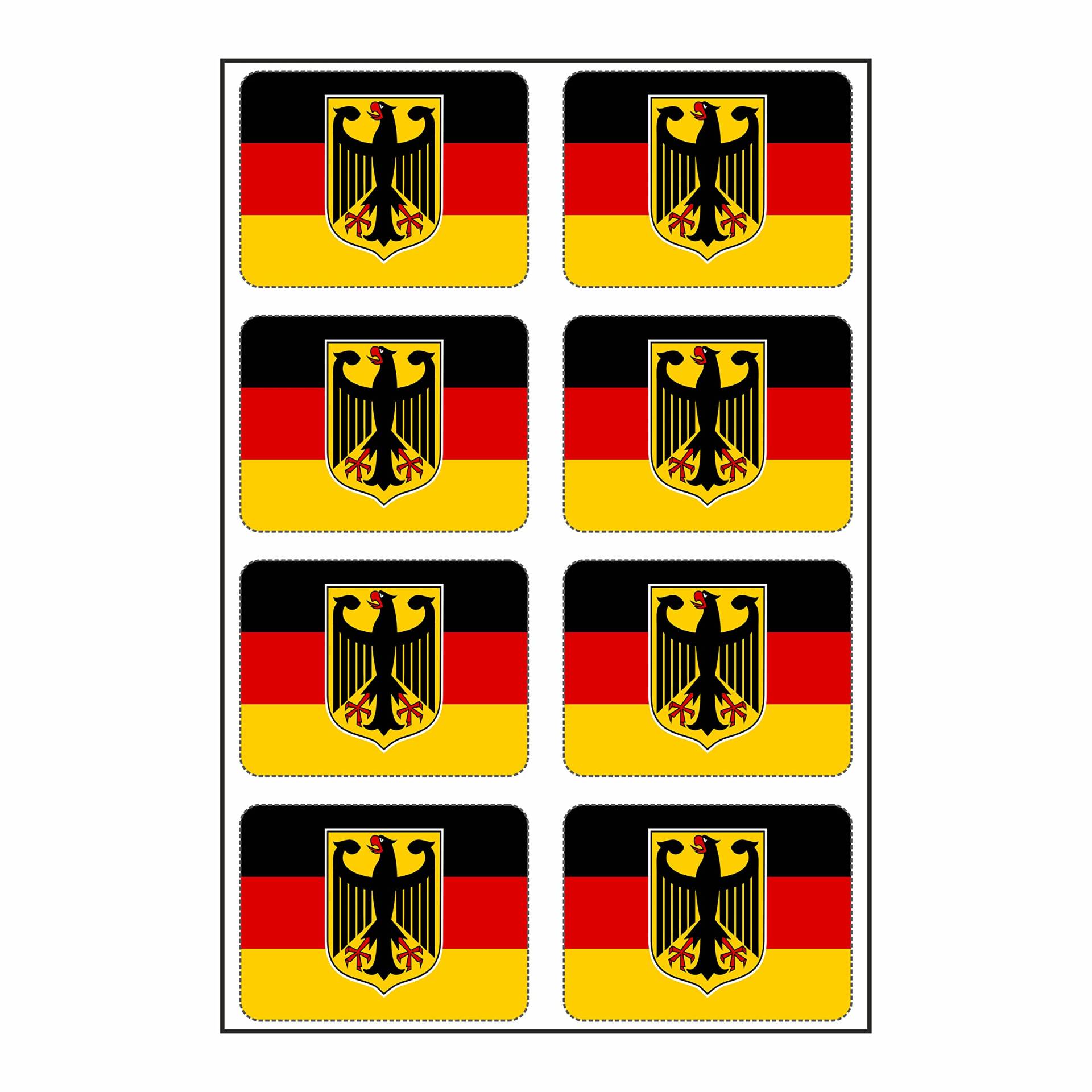 8 Stück Aufkleber Deutschland Bundesadler Flaggen Set | Sticker Germany Autoaufkleber von Generisch