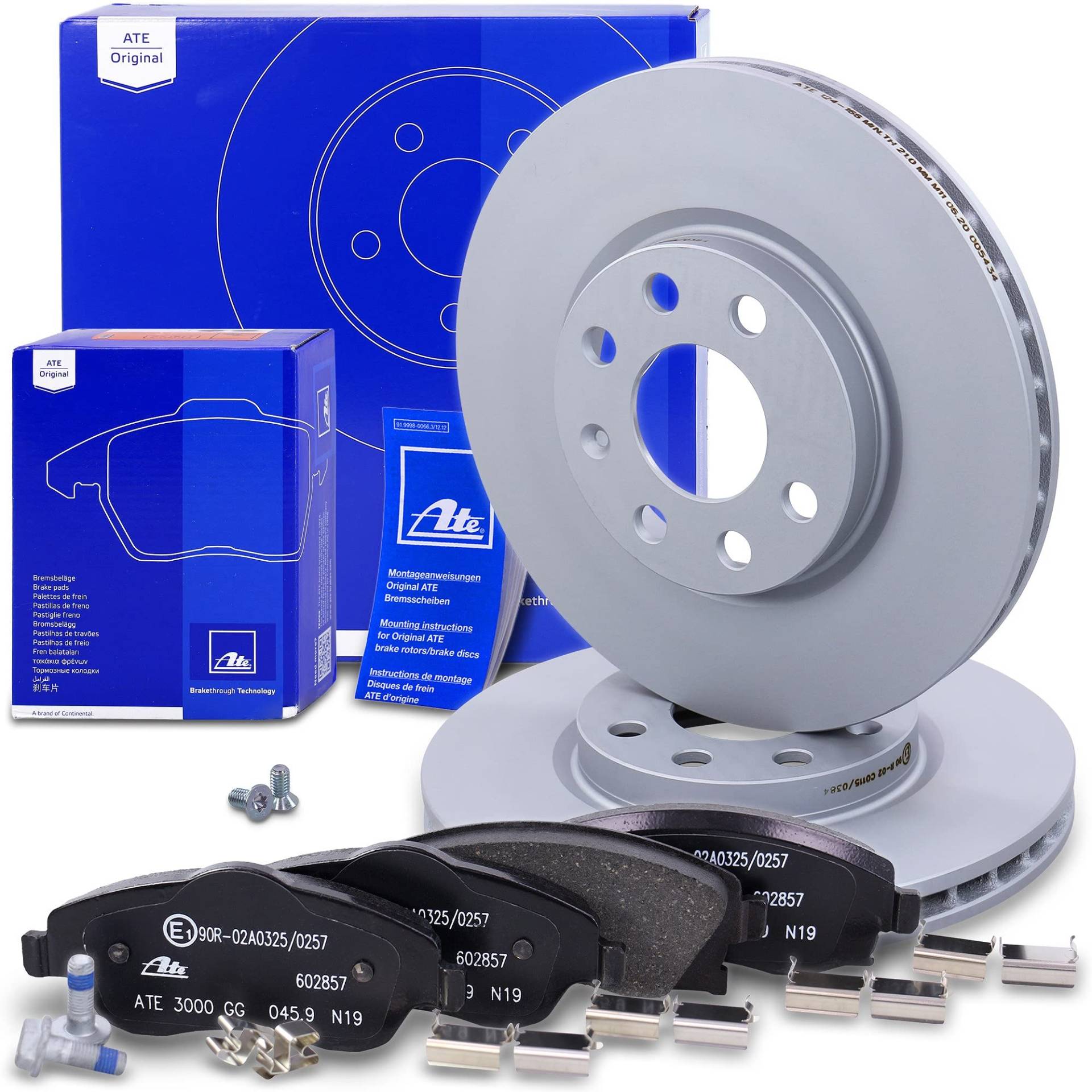 ATE Bremsenset Vorderachse inkl. Bremsscheiben vorne Ø 260 mm und Bremsbeläge vorne Kompatibel mit OPEL COMBO, CORSA C (X01), CORSA C Kasten/Schrägheck (X01), MERIVA A (X03), TIGRA TwinTop (X04) von Generisch