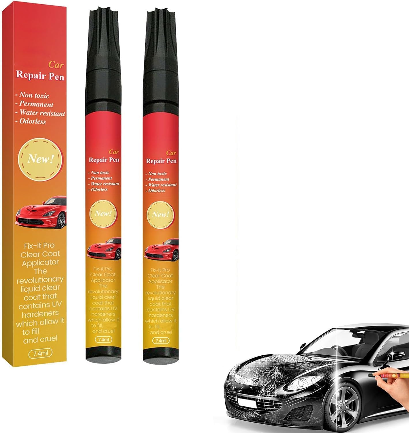 All Cars Magic Pen for Car Scratches,all Cars Magic Pen,all Cars Magic Pen Für Autokratzer, Auto Reparatur Lackstift,Auto Kratzer Reparatur Stift,Weatherproof Car Paint Scratch Repair Pen (2 PCS) von Generisch