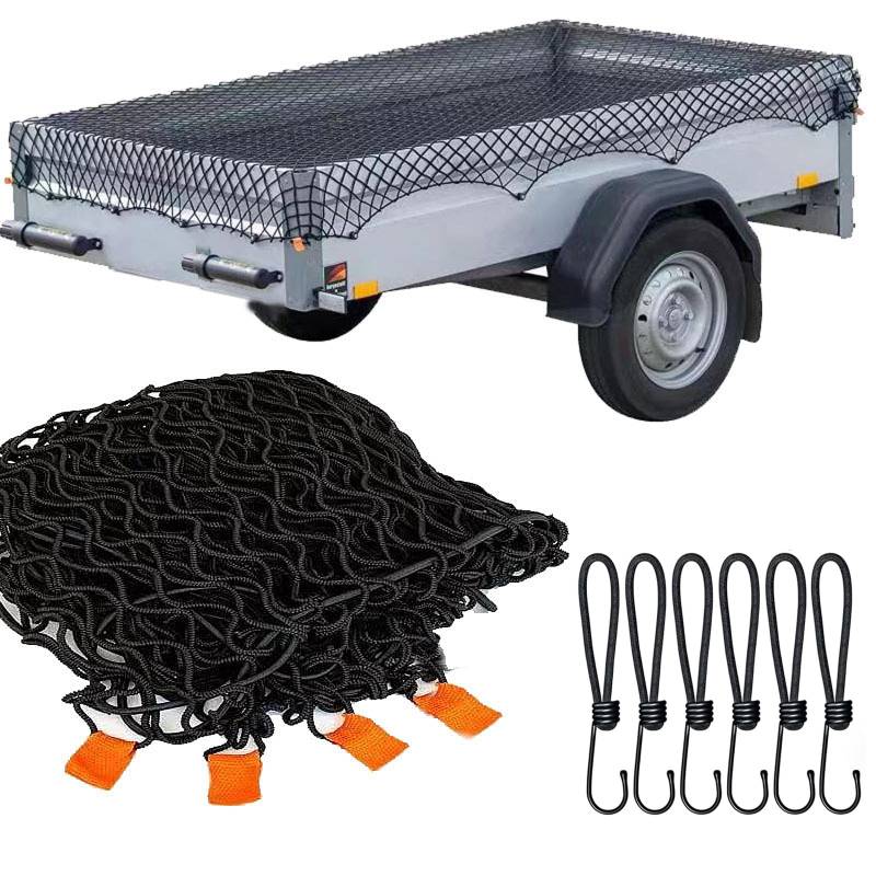 Anhängernetz,1,5x2,2M Anhängernetz Feinmaschig,Transportnetz zur Ladungssicherung für Ladungssicherung elastisches Sicherungs-Netz mit Haken und Befestigungsknöpfen Schwarz von Generisch