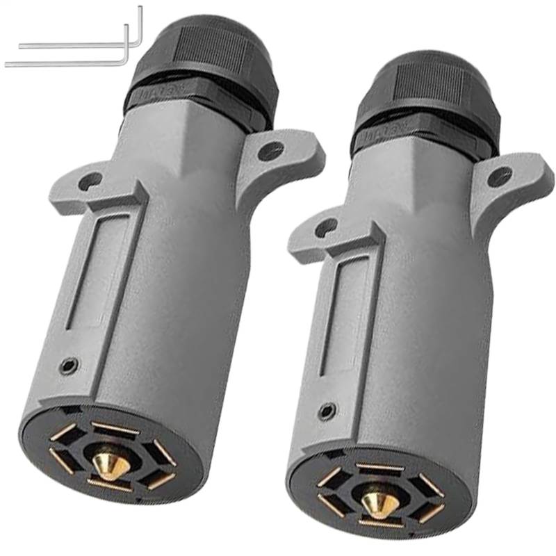 Anhängerstecker,Wasserdichter 7-Pol-Steckverbinder mit Robustem Schutz - Robuster Ersatzadapter mit Dichtung und Kabelbaum für Boote, Wohnmobile & Anhängerverbindung von Generisch