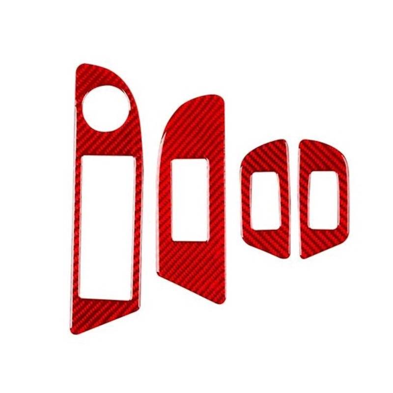 Armaturenbrett-Zubehör Für Durango 2004-2007 Auto Fenster Control Lifting Panel Trim Aufkleber Innen Zubehör(Carbon Red) von Generisch
