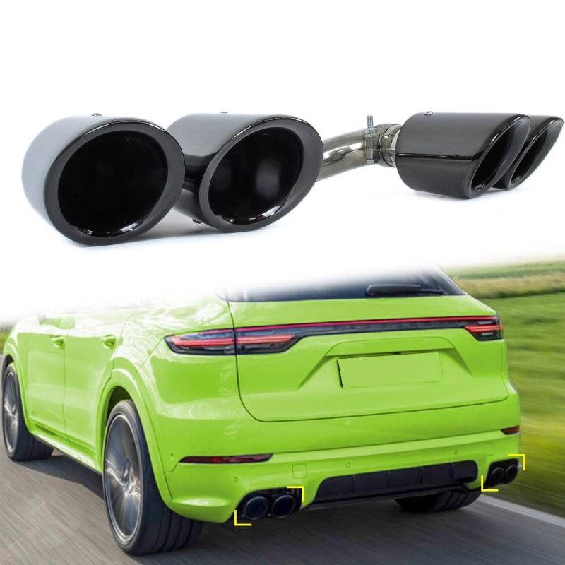 Auspuff Auspuffblenden Endrohr Schwarz Passend für Porsche Cayenne PO536 9YA 18+ von Generisch