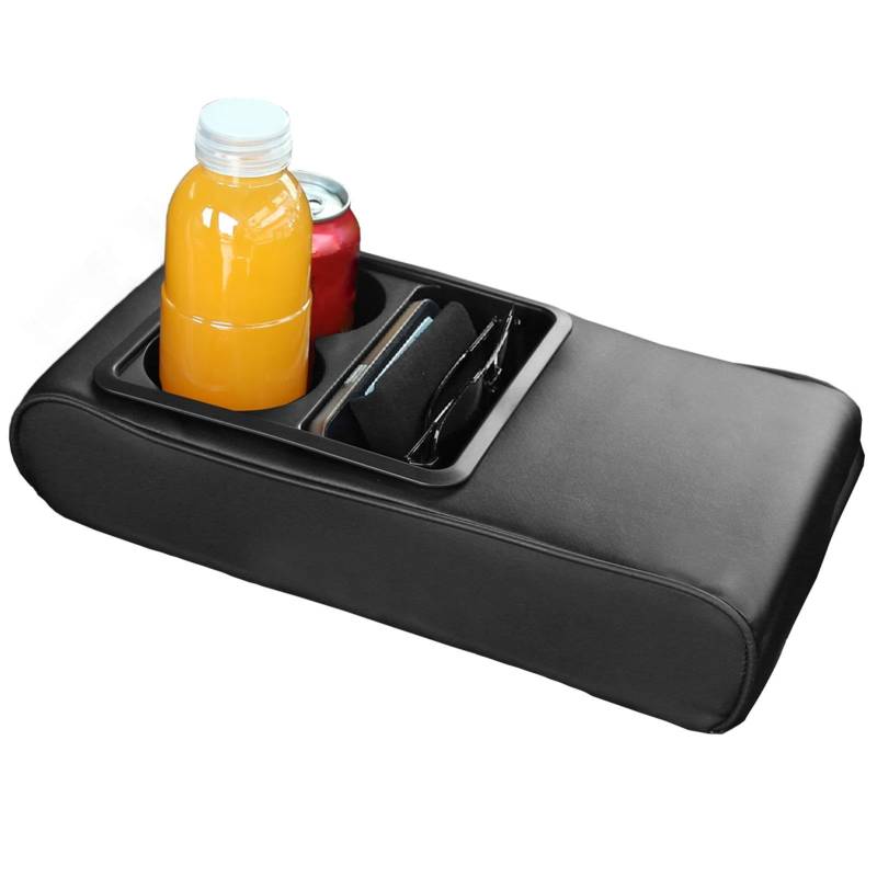 Auto Armlehne Pad, PU Leder Wasserdicht Mittelkonsole Matte mit Getränkehalter, Einfache Installation Konsole Matte, Multifunktionale Erhöhte Armlehne Box Pad für Auto, Fahrzeug, LKW, RV von Generisch