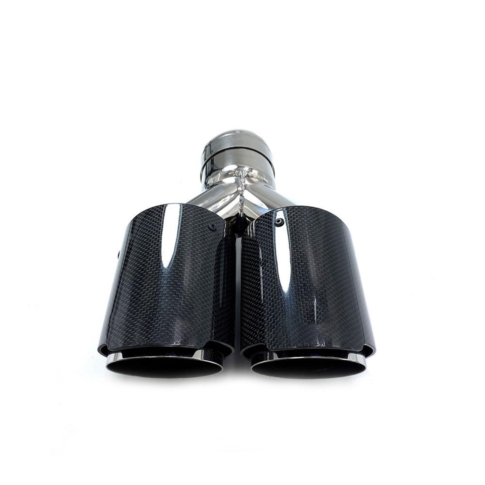 Auto-Auspuffspitzen 1 Stück Universal Dual Exhaust Tip Glossy Carbon Fiber Auspuff Endrohr Endrohr für Quad Exhaust Muffler Tip für mit für Remus Logo(76MM IN-114MM Out) von Generisch