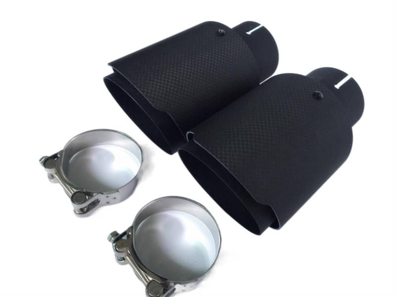 Auto-Auspuffspitzen 2PCS IN63mm OUT101mm Auto Carbon Faser Auspuff End Tipps Rohre Universal Carbon Auspuff Endrohre(Exhaust and CLAMP) von Generisch