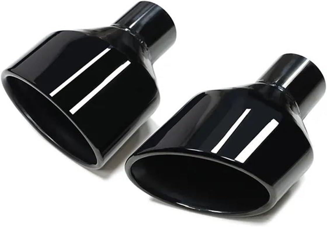 Auto-Auspuffspitzen Auspuffblende, 2 Stück, für SQ5, Edelstahl, gerollter ovaler Auslass, schräg geschnittenes Endrohr, Schalldämpferspitze, universelle Auto-Auspuffblende(Black L R) von Generisch