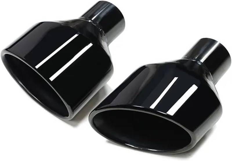 Auto-Auspuffspitzen Auspuffblende, 2 Stück, für SQ5, Edelstahl, gerollter ovaler Auslass, schräg geschnittenes Endrohr, Schalldämpferspitze, universelle Auto-Auspuffblende(Black L R) von Generisch