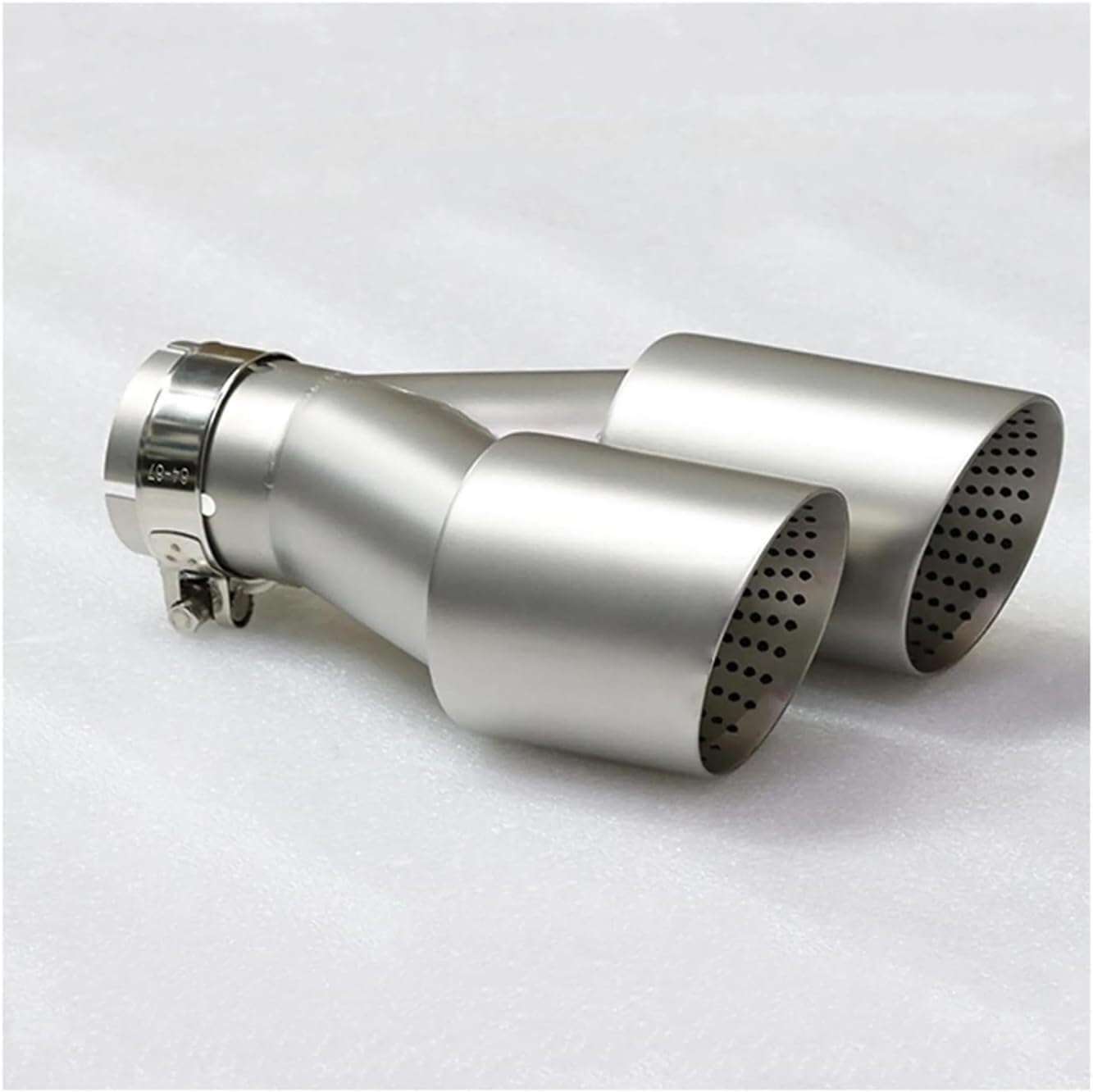 Auto-Auspuffspitzen Auspuffblende Auspuff Doppelauspuffblenden Auto Universal Matt Edelstahl Doppelauspuffrohre Endrohr Dekoration Rahmenabdeckung Zierleisten(Left 63-89mm) von Generisch
