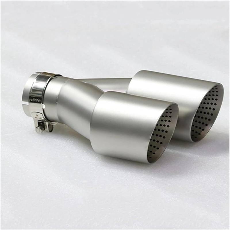 Auto-Auspuffspitzen Auspuffblende Auspuff Doppelauspuffblenden Auto Universal Matt Edelstahl Doppelauspuffrohre Endrohr Dekoration Rahmenabdeckung Zierleisten(Left 63-89mm) von Generisch