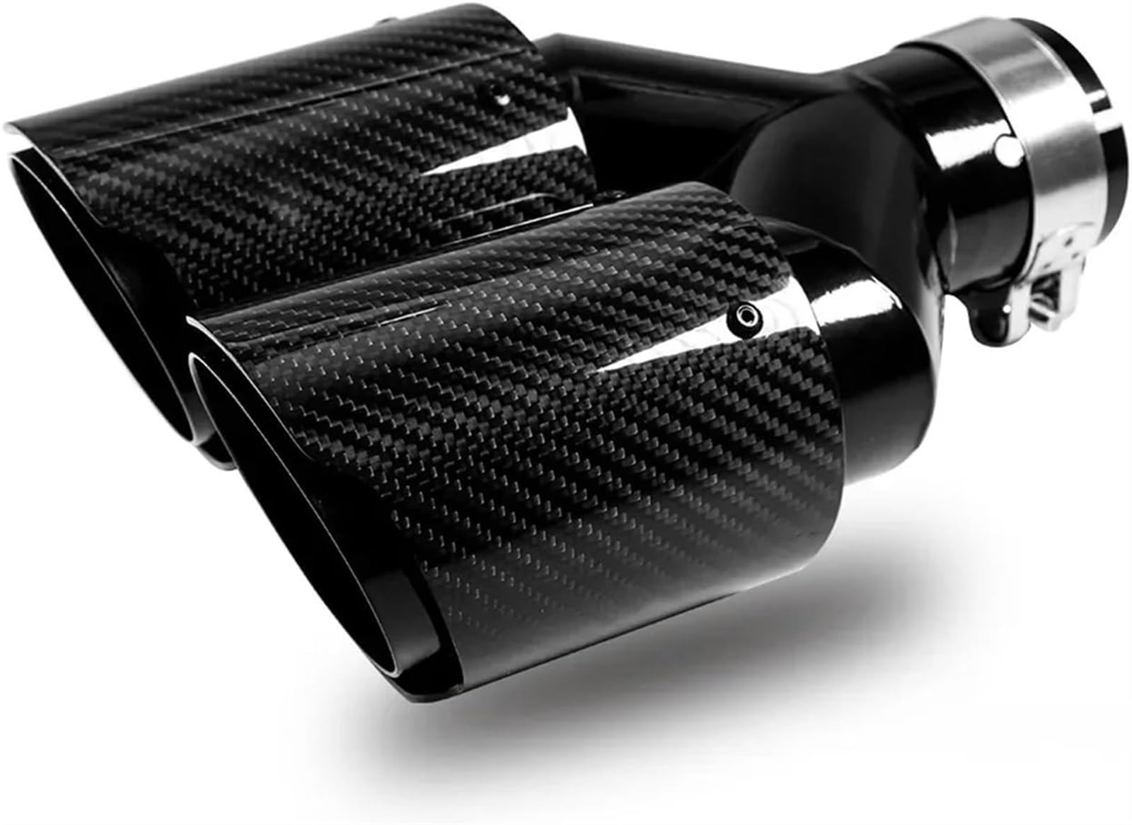 Auto-Auspuffspitzen Auspuffblende Auto-Endrohr Schalldämpferblende Auspuffrohr Doppelauspuffblenden 63 mm Einlass Auspuffblenden aus glänzend schwarzer Kohlefaser von Generisch