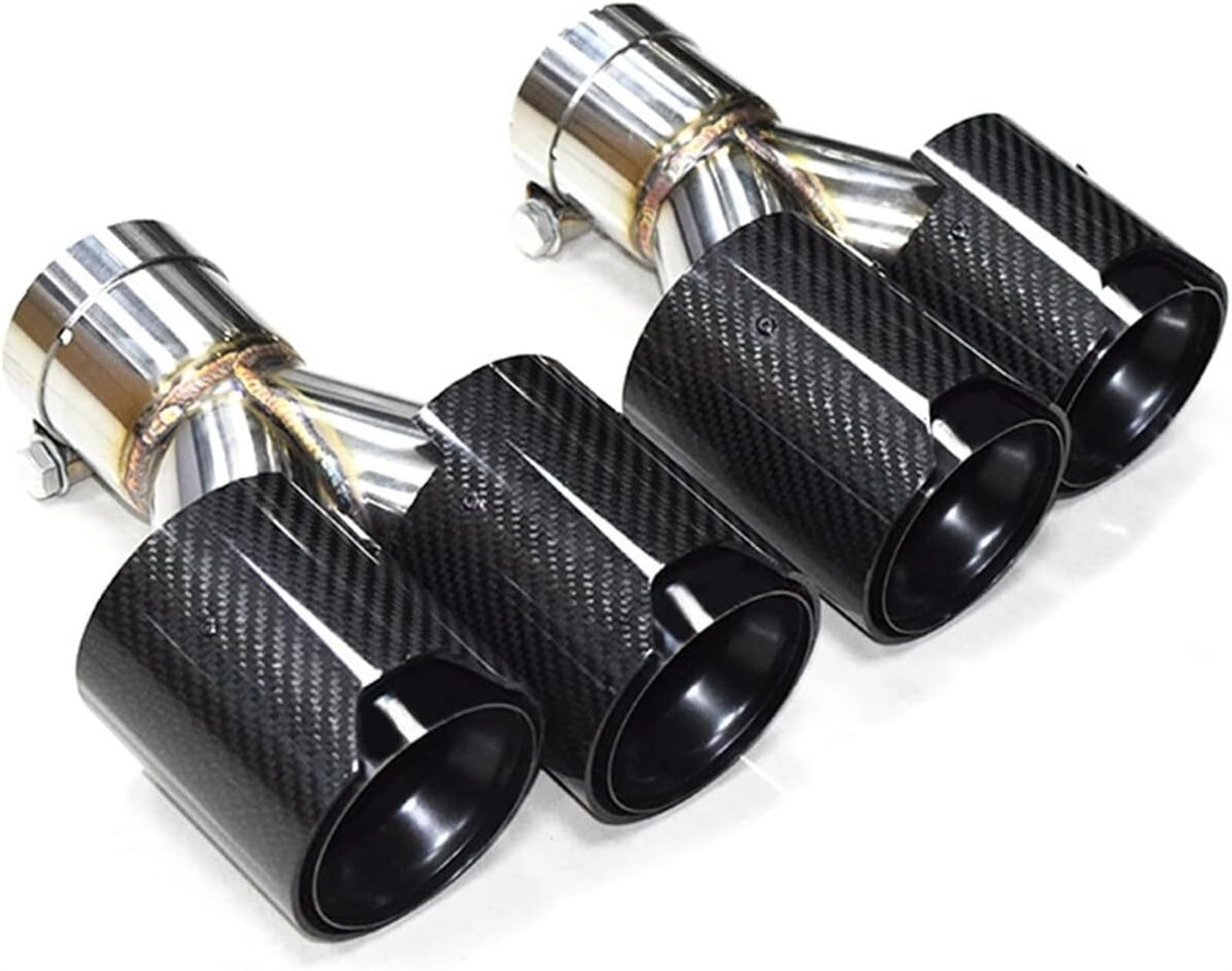 Auto-Auspuffspitzen Auspuffrohr Autoauspuff Schalldämpferrohr Kohlefaser-Auspuffspitze Y-Form Schalldämpferspitze Endrohr Universal für BMW Endrohr(3) von Generisch