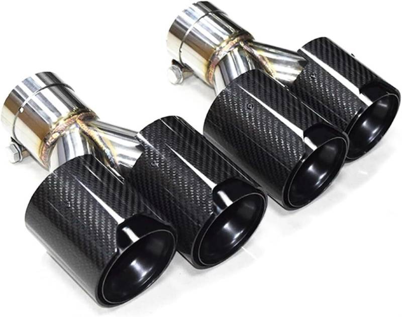 Auto-Auspuffspitzen Auspuffrohr Autoauspuff Schalldämpferrohr Kohlefaser-Auspuffspitze Y-Form Schalldämpferspitze Endrohr Universal für BMW Endrohr(3) von Generisch