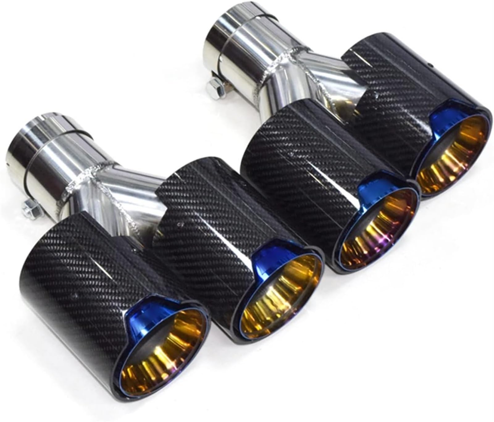 Auto-Auspuffspitzen Auspuffrohr Universal Für BMW Auspuffrohr Carbon Faser Auspuff Spitze Y Form Schalldämpfer Spitze Endrohr Auto Auspuff Schalldämpfer Endrohr(1) von Generisch