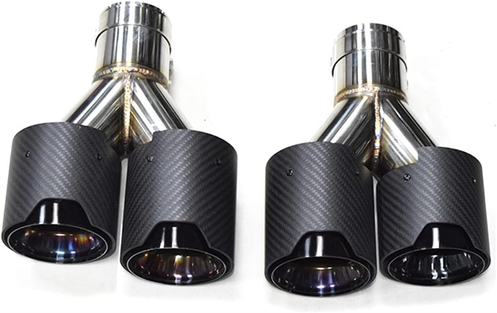 Auto-Auspuffspitzen Auspuffrohr Universal Für BMW Auspuffrohr Carbon Faser Auspuff Spitze Y Form Schalldämpfer Spitze Endrohr Auto Auspuff Schalldämpfer Endrohr(5) von Generisch
