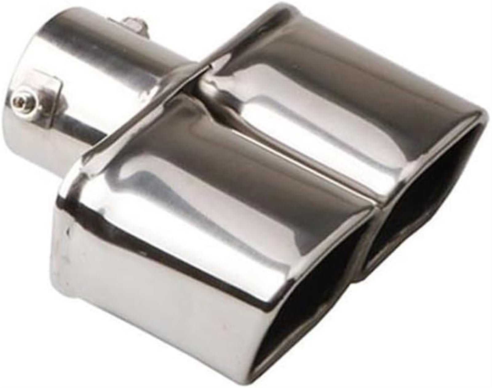 Auto-Auspuffspitzen Auspuffspitze Auspuffrohr Schalldämpfer Spitzen Quadratischer Doppelschalldämpfer Universelle Autoauspuffspitzen Für 1,5-2,25 Zoll Einlassendrohr(Curved Silver) von Generisch