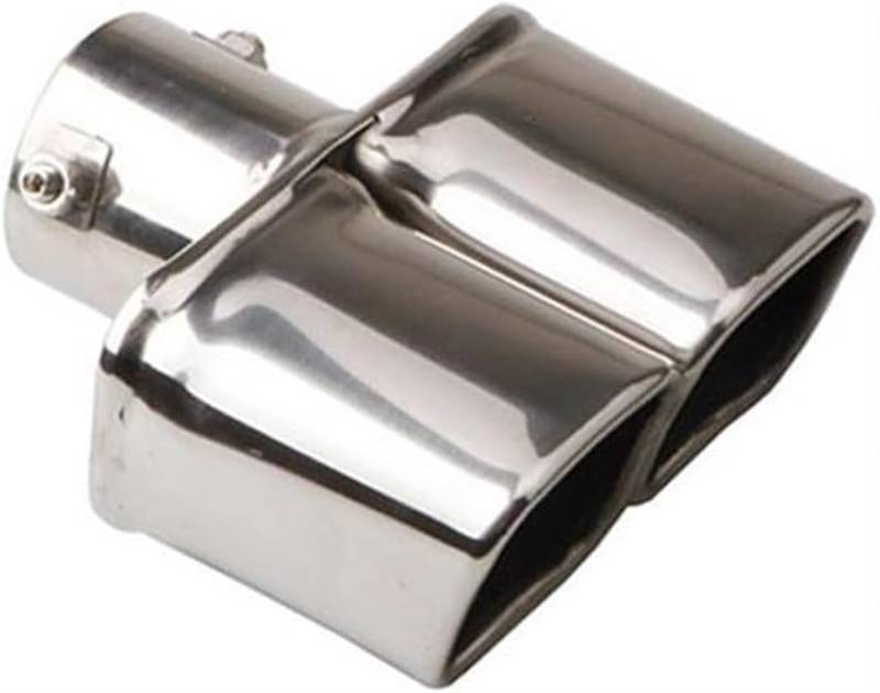 Auto-Auspuffspitzen Auspuffspitze Auspuffrohr Schalldämpfer Spitzen Quadratischer Doppelschalldämpfer Universelle Autoauspuffspitzen Für 1,5-2,25 Zoll Einlassendrohr(Curved Silver) von Generisch