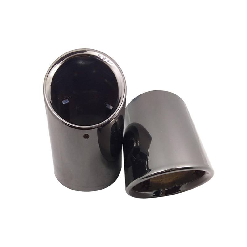 Auto-Auspuffspitzen Auto-Styling 2 stücke Auto Spitze endrohr A5 Einlass 88mm 304 Edelstahl Schalldämpfer Schwanz Throat Dekoration Zubehör(Titan Black) von Generisch