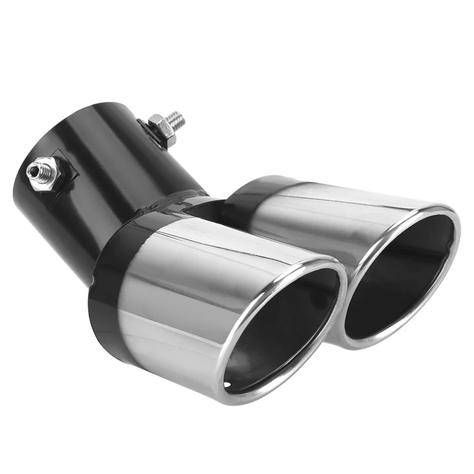 Auto-Auspuffspitzen Autodekoration für Chrom-Endrohr, Auto-Styling, universelle Auto-Auspuffblende, Schalldämpfer für Rohrendstück, gebogener Doppelauslass aus Edelstahl(Double) von Generisch