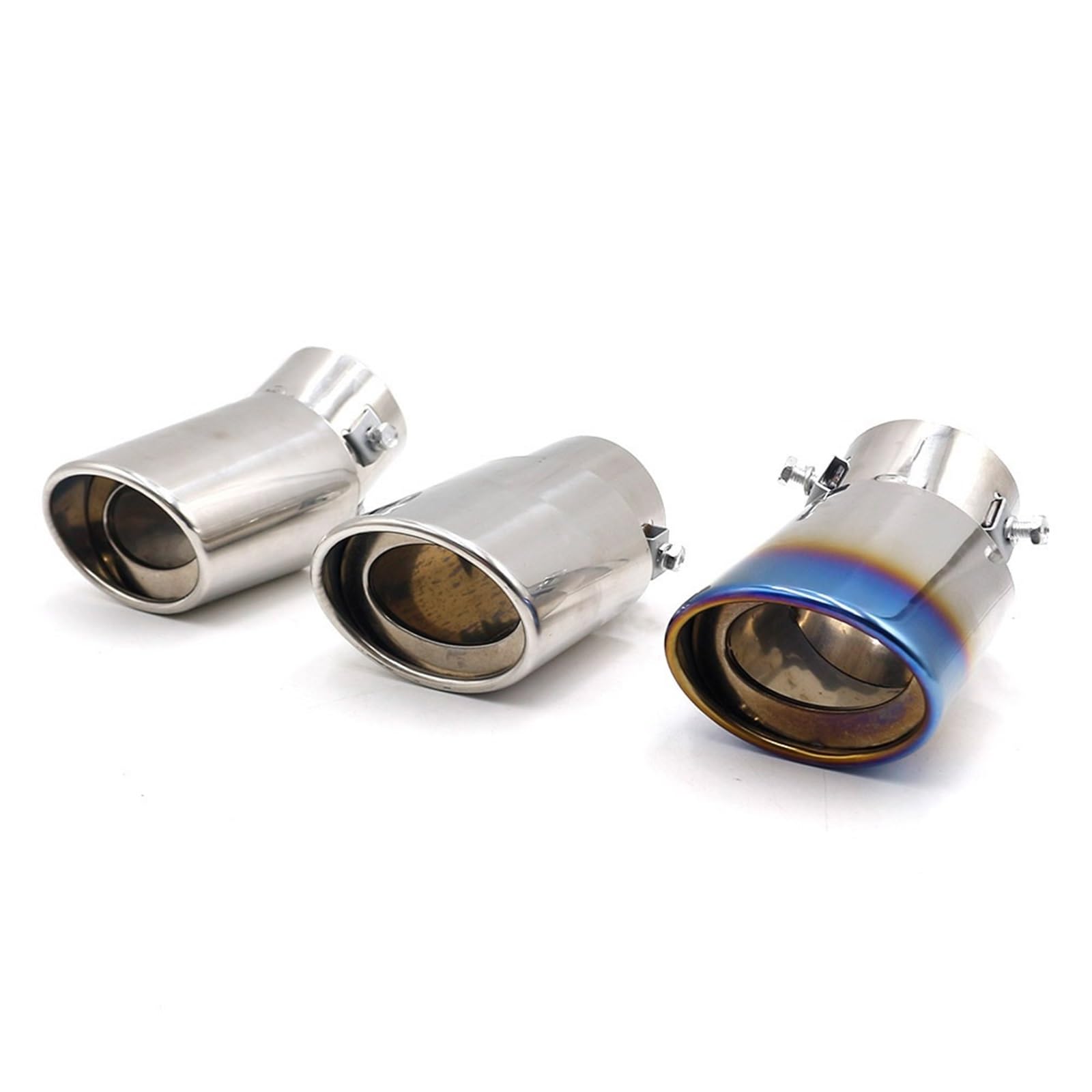 Auto-Auspuffspitzen Universal-Auto-Auspuff-Schalldämpfer-Spitze, Edelstahl-Winkel/Gerade für Rohr, modifiziertes Auto-Heck-Hals-Liner für Rohr BX101197(Straight Silver) von Generisch