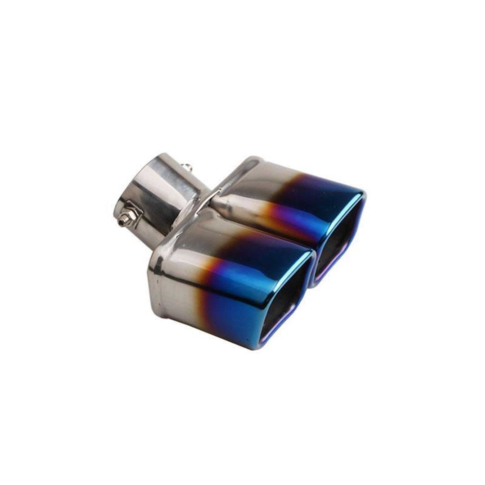 Auto-Auspuffspitzen Universal-Auto-Auspuffspitze, Schalldämpferspitzen, quadratischer Doppelendrohr-Schalldämpfer, Einlassdurchmesser 63 mm(Dual Curved Blue) von Generisch