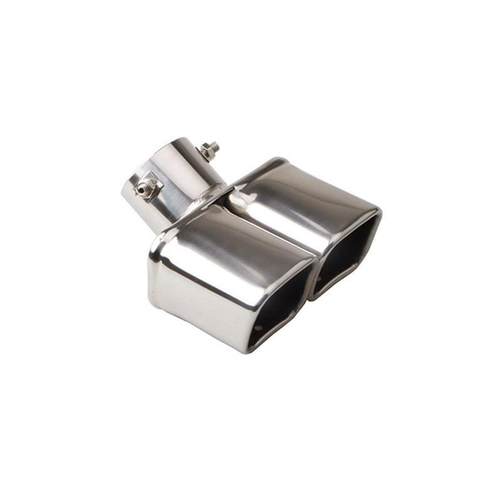 Auto-Auspuffspitzen Universal-Auto-Auspuffspitze, Schalldämpferspitzen, quadratischer Doppelendrohr-Schalldämpfer, Einlassdurchmesser 63 mm(Dual Curved Silver) von Generisch
