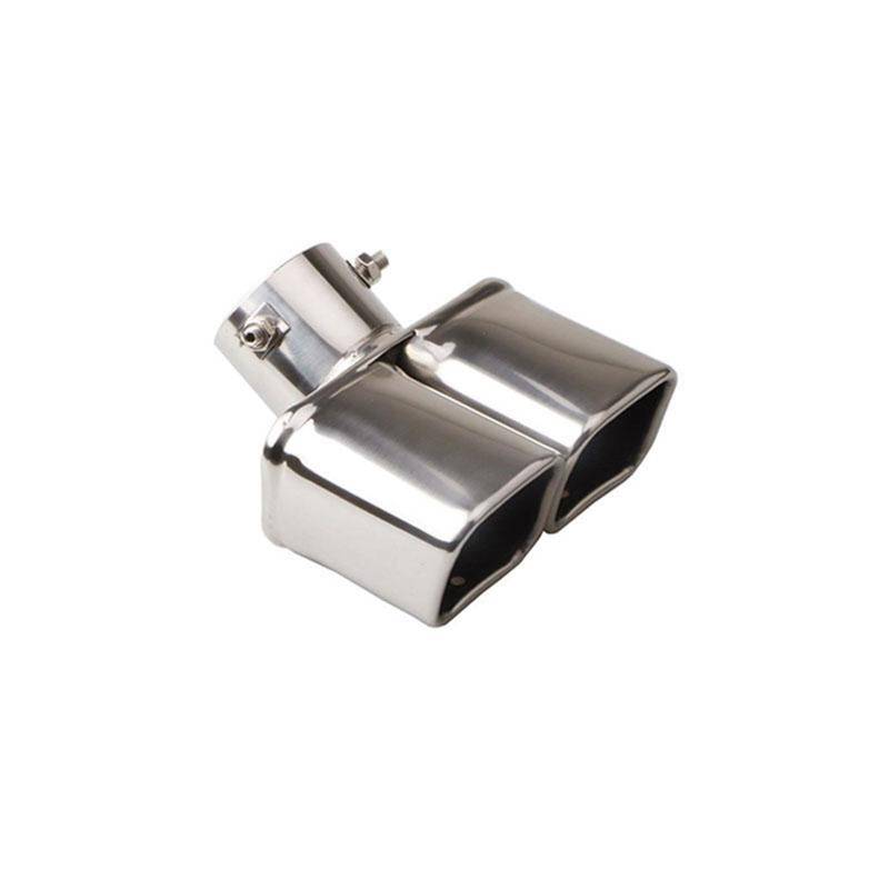 Auto-Auspuffspitzen Universal-Auto-Auspuffspitze, Schalldämpferspitzen, quadratischer Doppelendrohr-Schalldämpfer, Einlassdurchmesser 63 mm(Dual Curved Silver) von Generisch