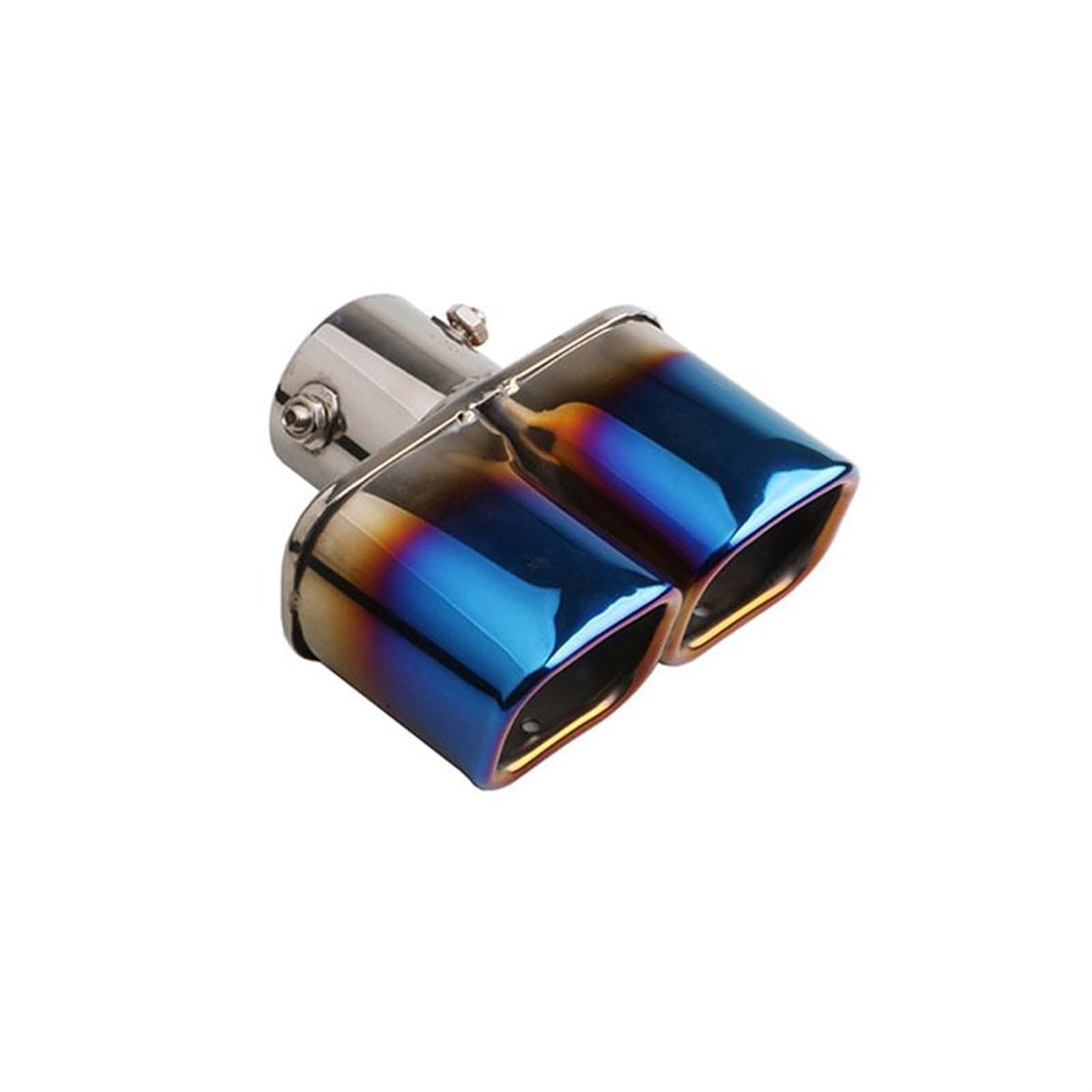Auto-Auspuffspitzen Universal-Auto-Auspuffspitze, Schalldämpferspitzen, quadratischer Doppelendrohr-Schalldämpfer, Einlassdurchmesser 63 mm(Dual Straight Blue) von Generisch