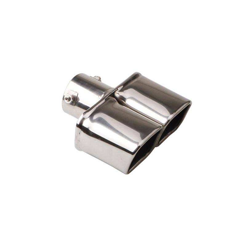 Auto-Auspuffspitzen Universal-Auto-Auspuffspitze, Schalldämpferspitzen, quadratischer Doppelendrohr-Schalldämpfer, Einlassdurchmesser 63 mm(Dual Straight Silver) von Generisch